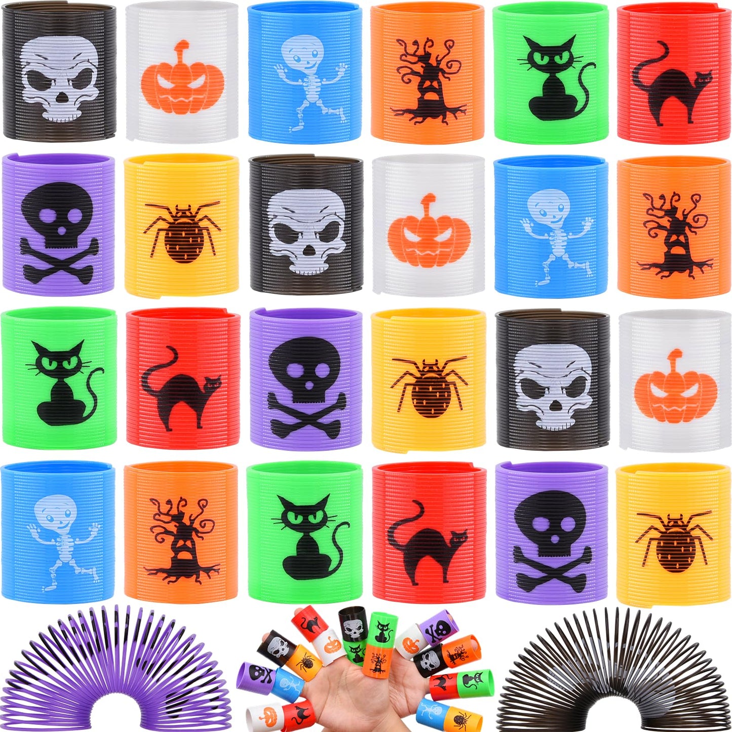 Menzcci Halloween Mini Coil Springs Toys 24 Pcs Plastic Halloween Slinky A24