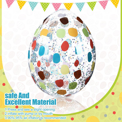 Jetec 12 Pcs Inflatable Easter Eggs 16in Large Glitter PVC Decorations Silver