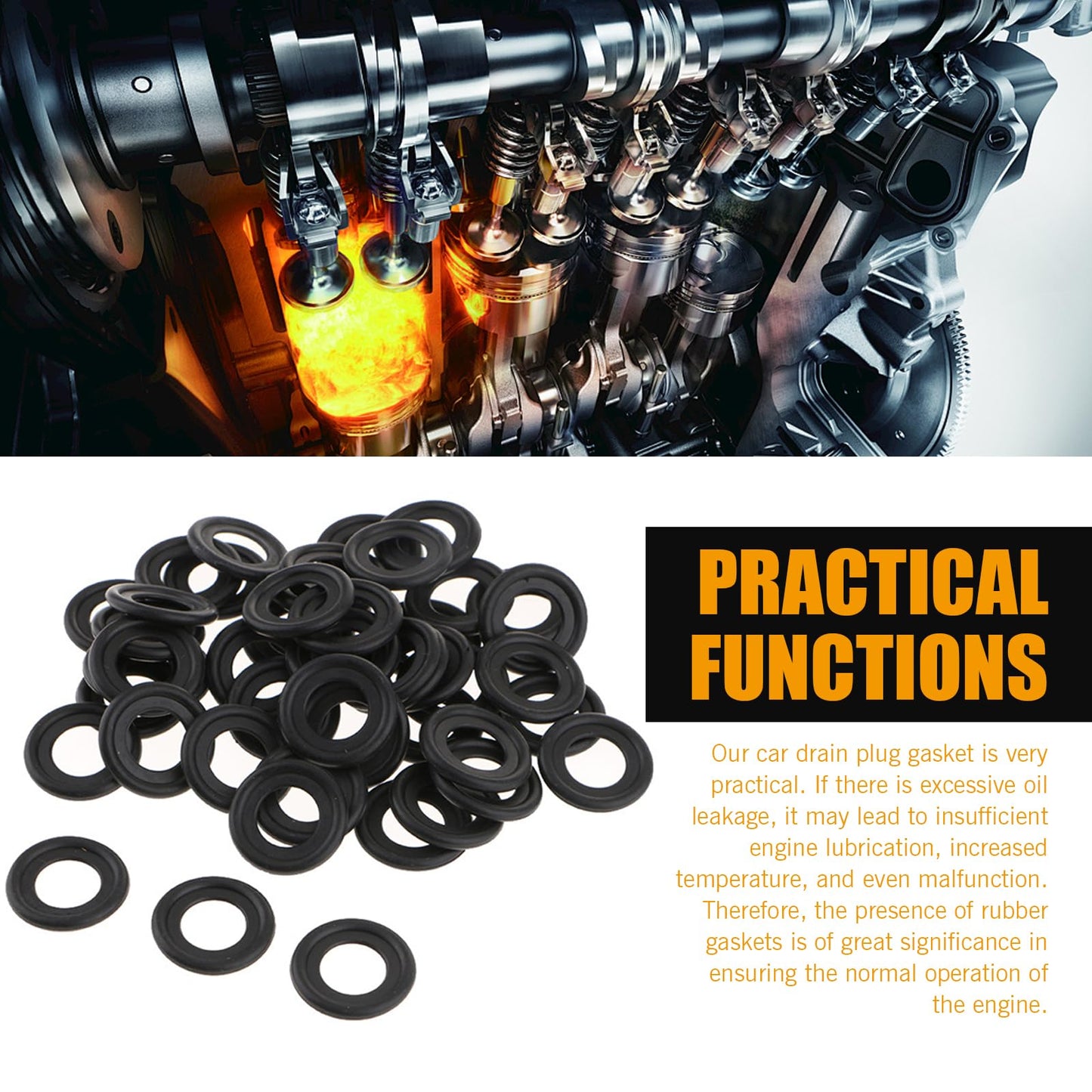 leechio 25 PCS Automotive Oil Drain Plug Gasket M14 Rubber Seal Black