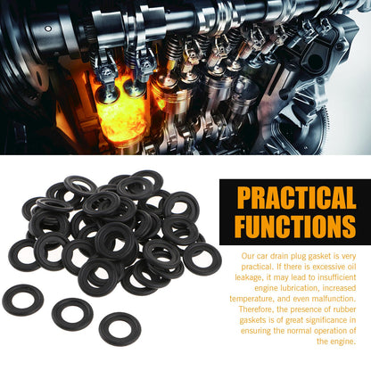 leechio 25 PCS Automotive Oil Drain Plug Gasket M14 Rubber Seal Black