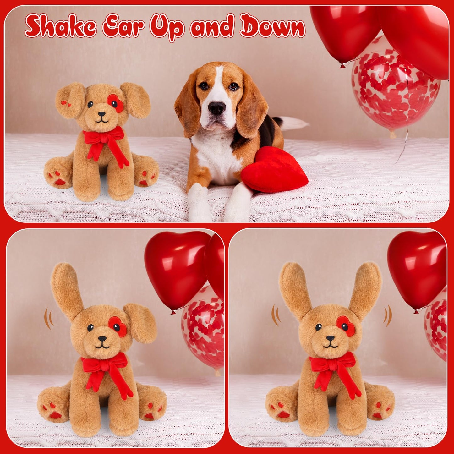 Prewplam Valentines Plush Love Dog Stuffed Animal Toy Brown 1 Inch