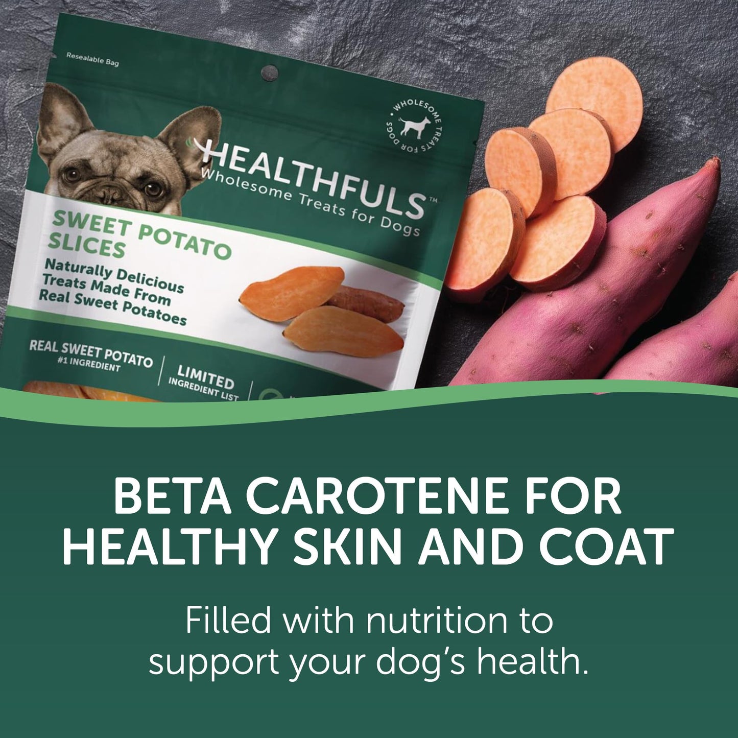 Healthfuls Sweet Potato Slices Dog Treats Grain Free Limited Ingredient 16 oz
