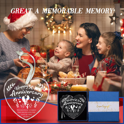 Vorruil Baby First 50th Anniversary Gift Heart Glass Tree Decoration