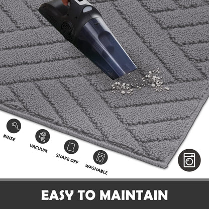 JEEDOVIA Indoor Door Mat Non-Slip Rubber Backing Grey 20x31.5