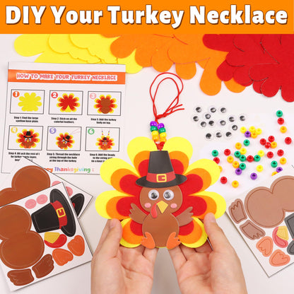 Huyamap Thanksgiving Turkey Necklace Craft Kits 24 Pack Colorful Style 1