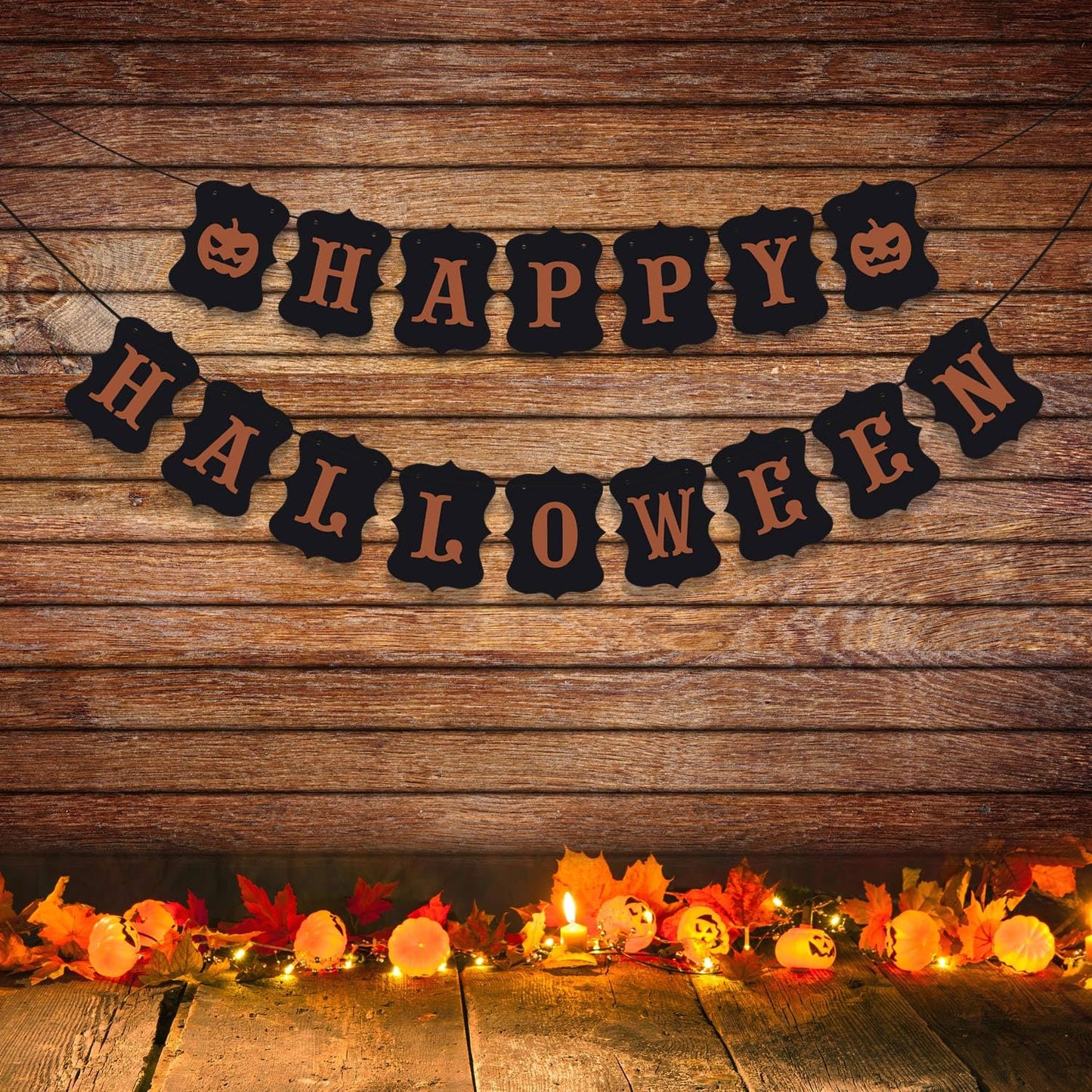 ERKOON Happy Halloween Banner Bunting Pumpkin Sign Wall Decor Party