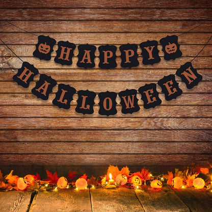 ERKOON Happy Halloween Banner Bunting Pumpkin Sign Wall Decor Party