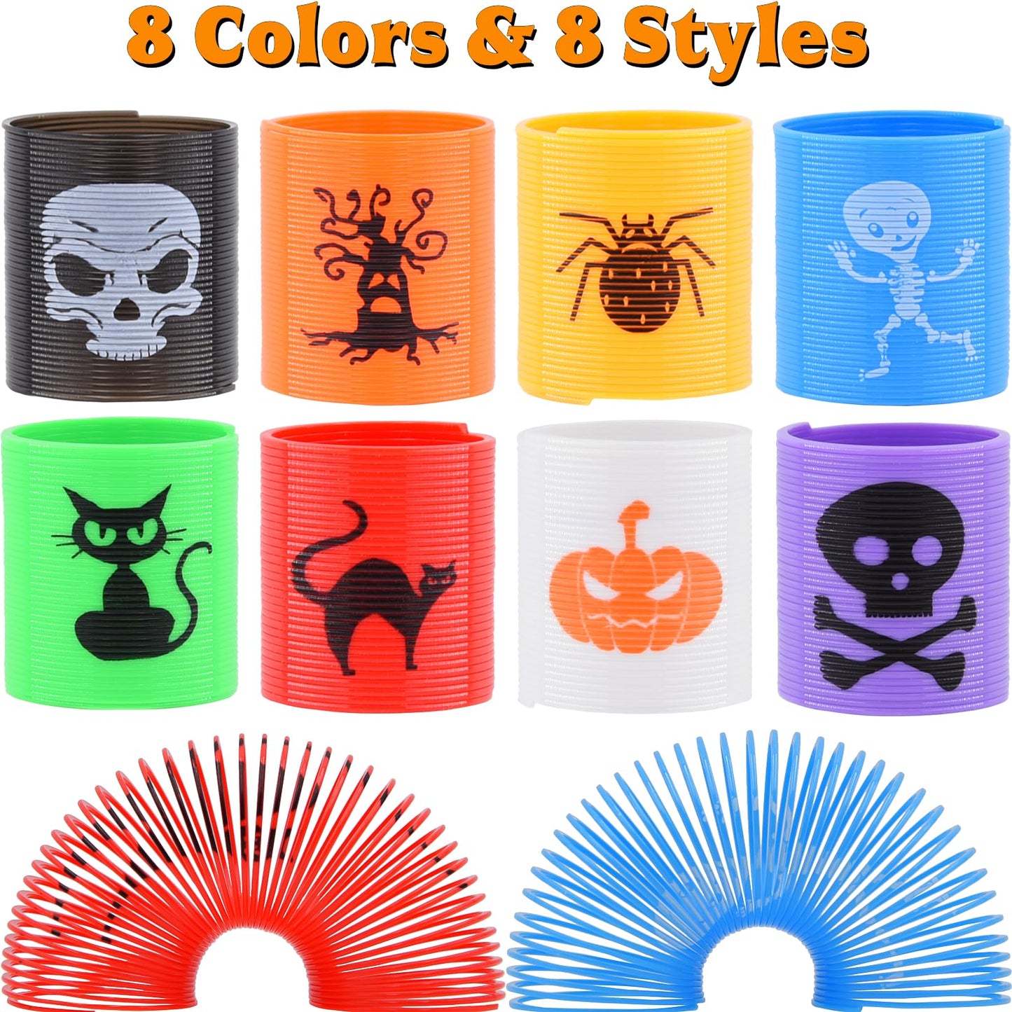 Menzcci Halloween Mini Coil Springs Toys 24 Pcs Plastic Halloween Slinky A24