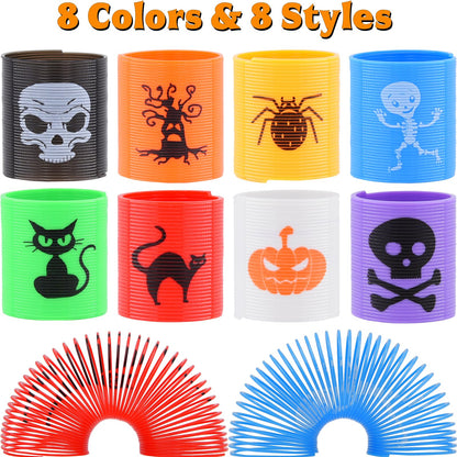 Menzcci Halloween Mini Coil Springs Toys 24 Pcs Plastic Halloween Slinky A24
