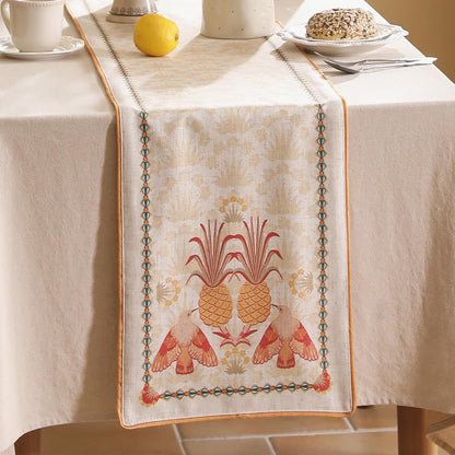 patdrea Tropical Linen Table Runner 12x102in Yellow Pineapple Floral Modern