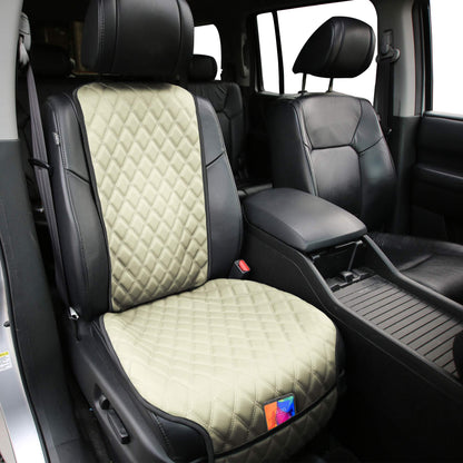 FH Group Car Seat Cushion Faux Leather Airbag Compatible Universal Beige