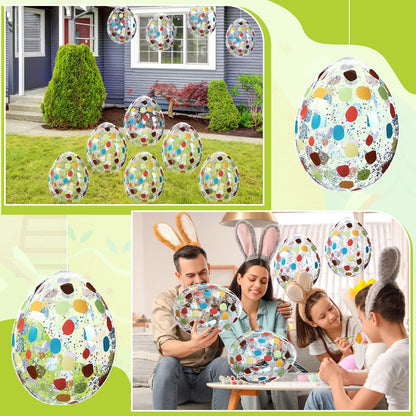 Jetec 12 Pcs Inflatable Easter Eggs 16in Large Glitter PVC Decorations Silver
