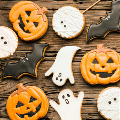 JOB JOL Halloween Cookie Cutters 4 PCS Ghost Pumpkin Bat Skull 3.5-4.5"