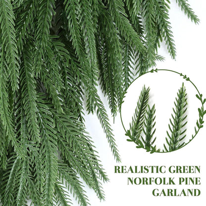 GDENZL 5FT Artificial Norfolk Pine Garland Green Faux Xmas Decor Size 5FT