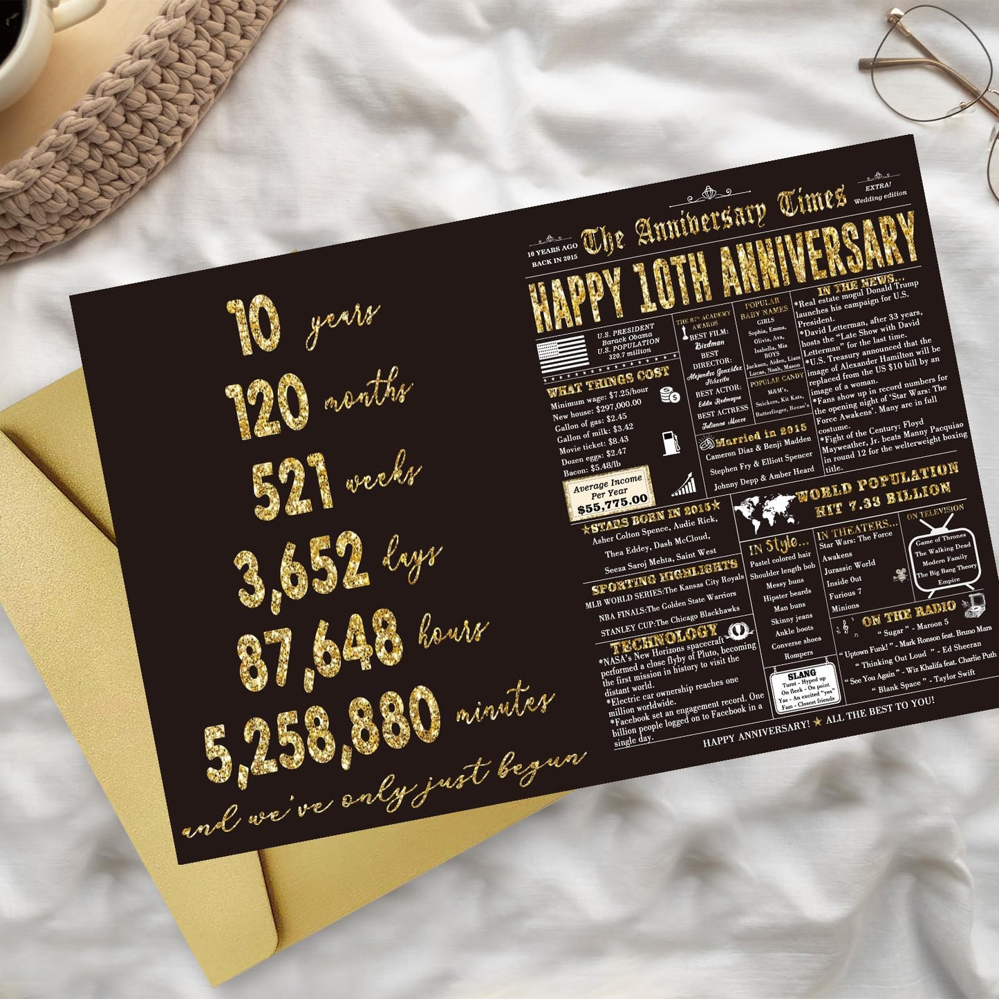 Londue 10 Year Anniversary Card for Him Her Romantic Tin Gift Couple