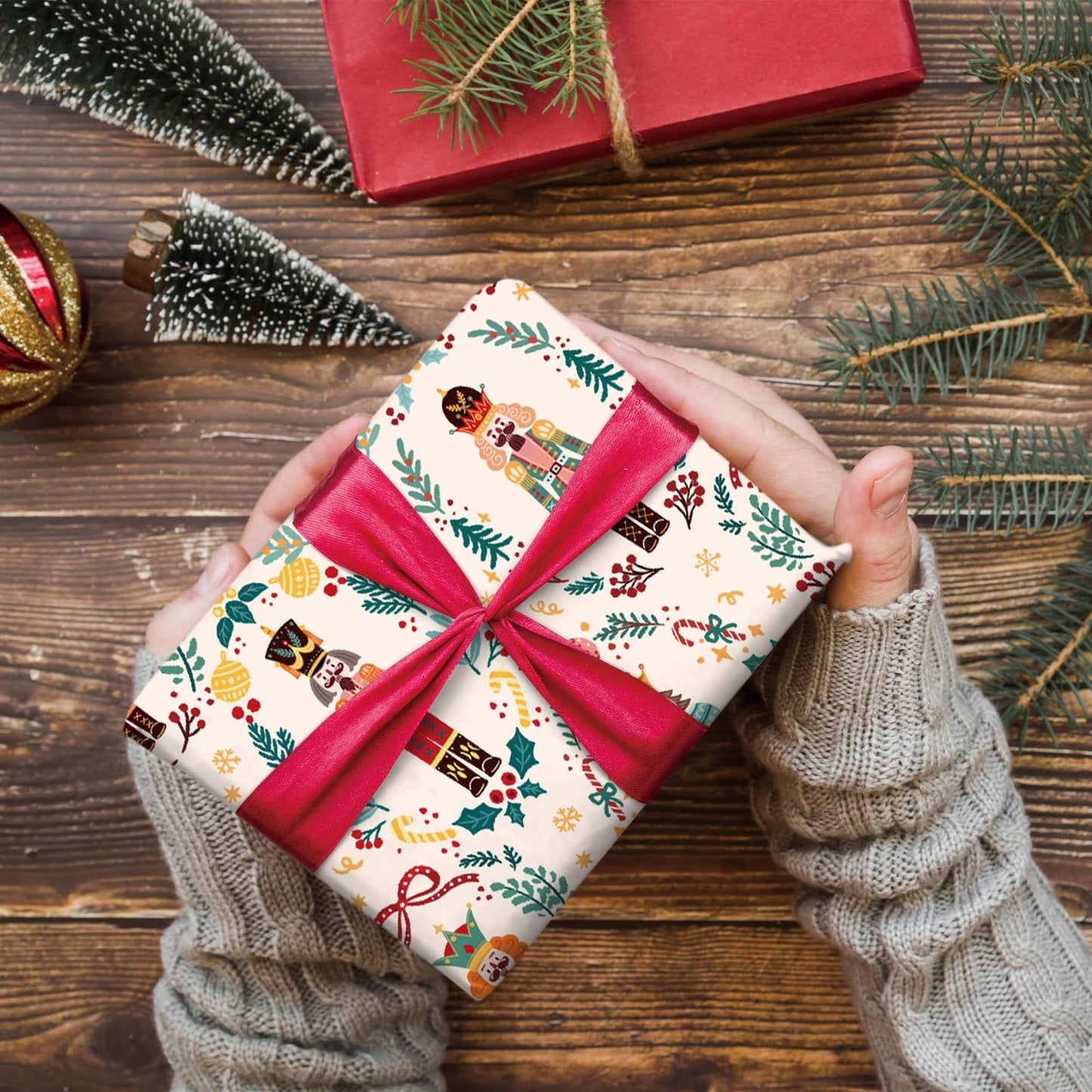 WRAPLULU Nutcracker Christmas Wrapping Paper 4 Jumbo Sheets 28x40in Yellow