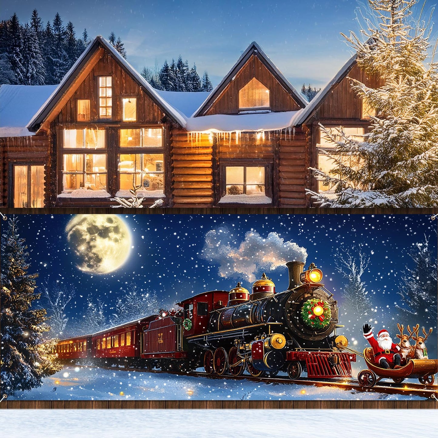 Yomaiha Christmas Santa Garage Door Cover Banner 6x13 ft Red Polyester