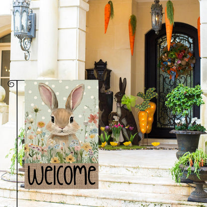 AVOIN colorlife Easter Bunny Garden Flag 12x18 Inch Blue Double Sided