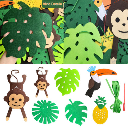 Leyhooney Christmas Jungle Felt Decor Set Tropical Toucan Monkey Palm Leaf