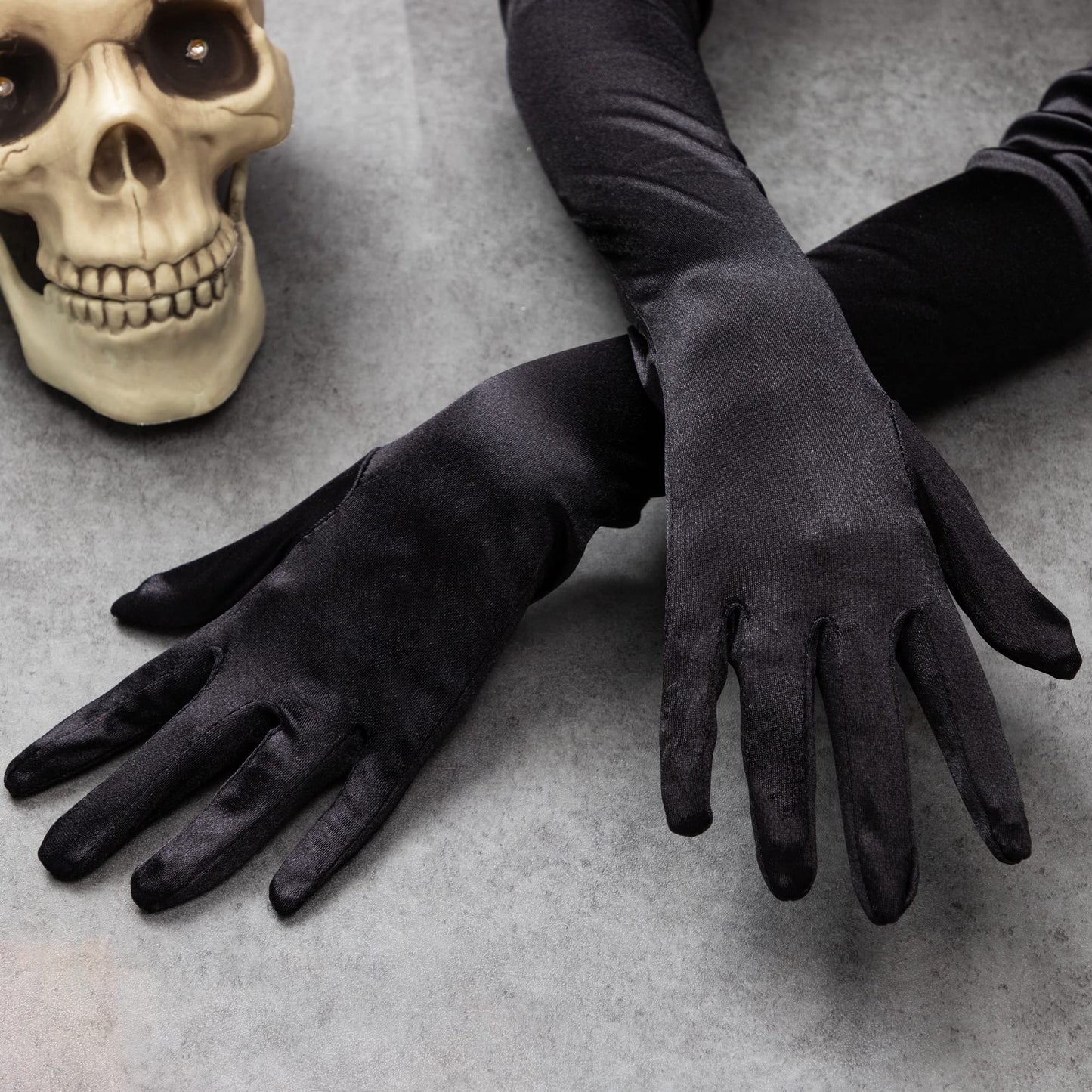 Spooktacular Creations Long Satin Opera Party Gloves Black 21in One Size