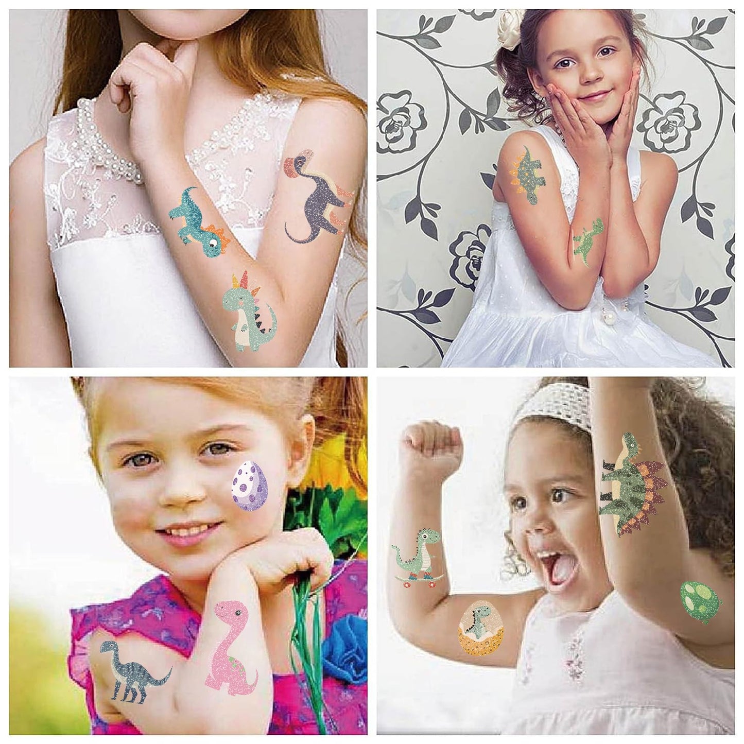 SBOBUY Dinosaur Temporary Tattoos 10 Sheets Blue Cartoon Kids Party Favors