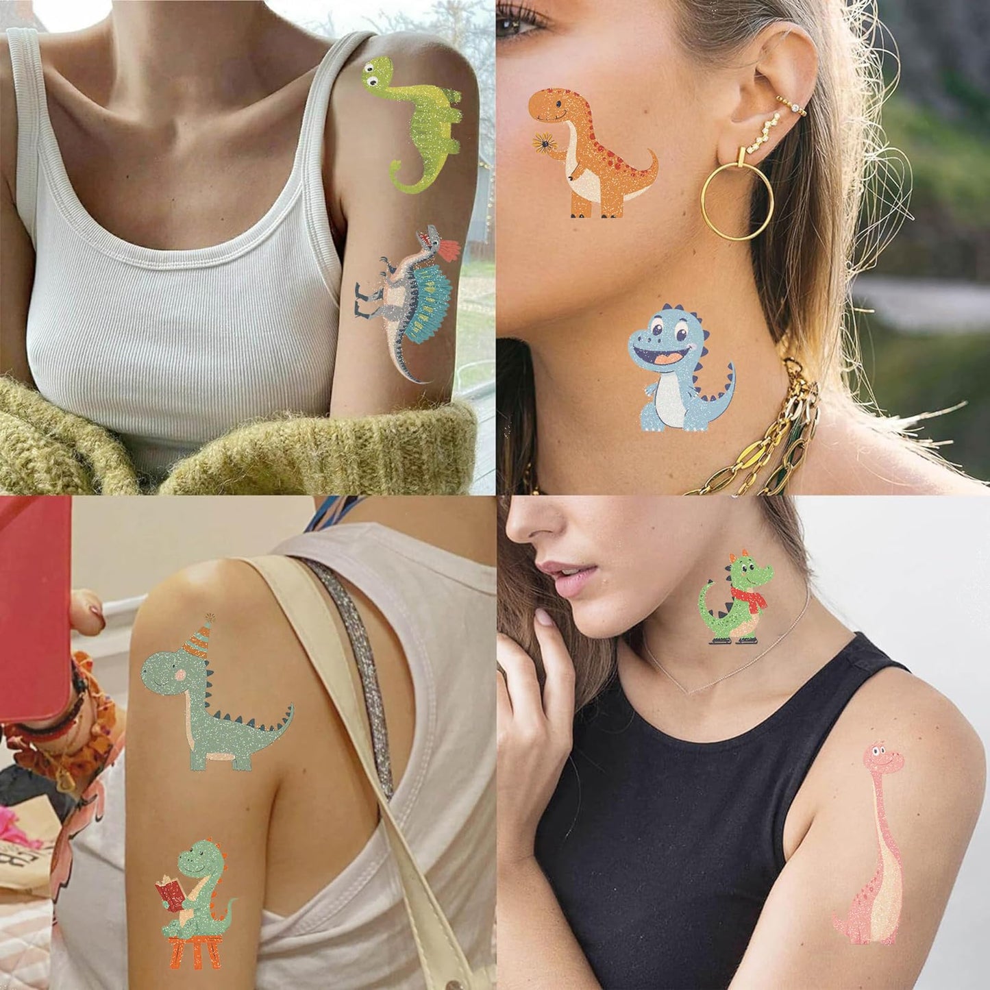 SBOBUY Dinosaur Temporary Tattoos 10 Sheets Blue Cartoon Kids Party Favors