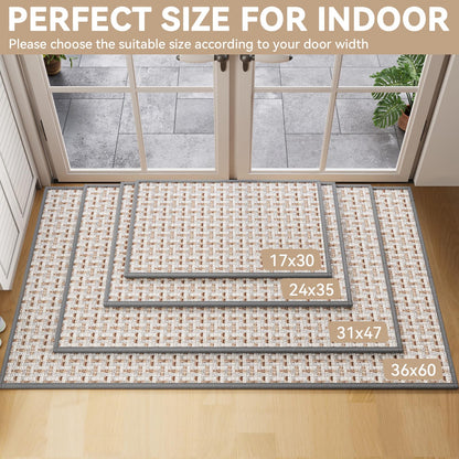 YDKGL Door Mat 17x30 Gray Indoor Dirt Resistant Non-Slip Rubber Backing