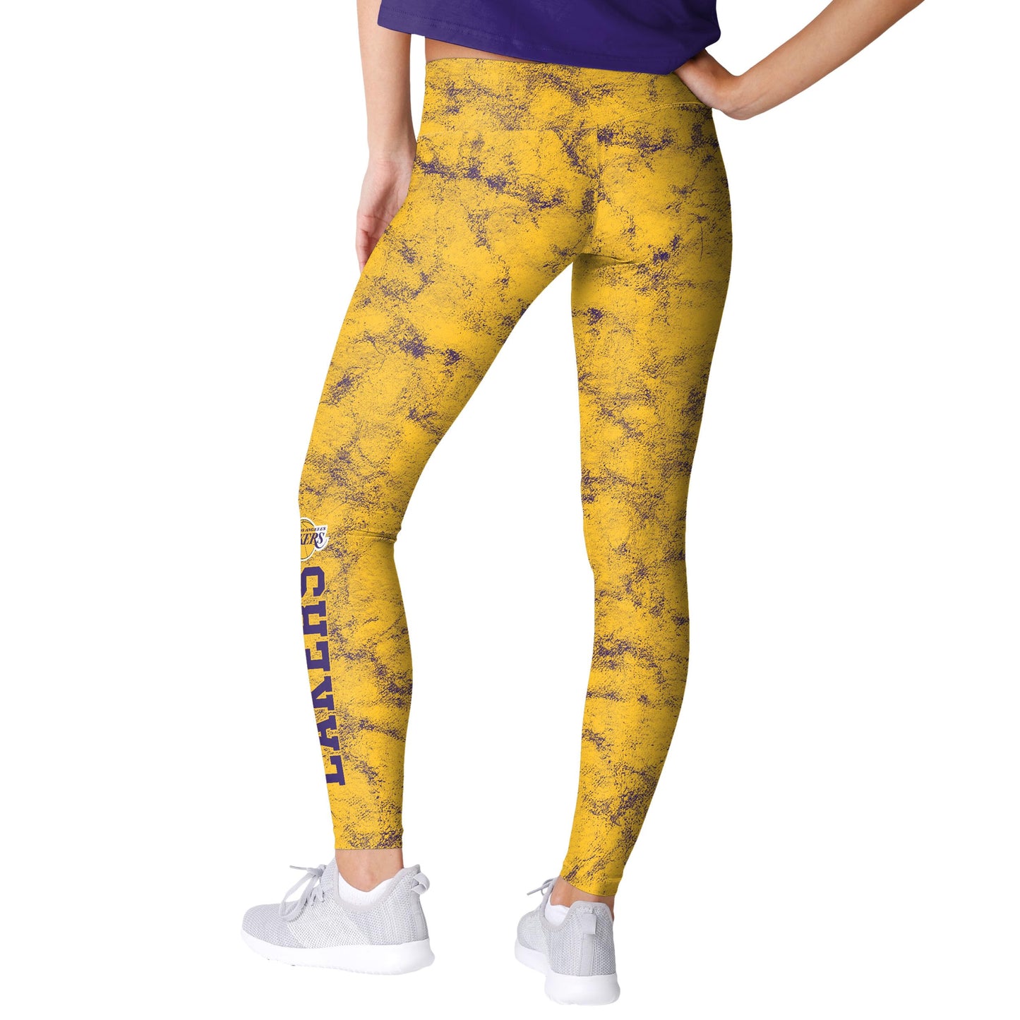 FOCO Los Angeles Lakers NBA Womens Team Color Cloud Leggings Yellow and Purple M