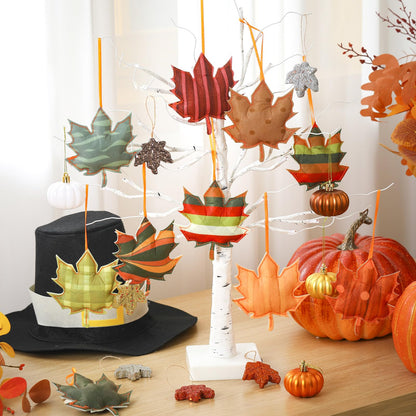 Soulchen 39 Pc Fall Thanksgiving Tree Ornaments Set Orange Brown Gold