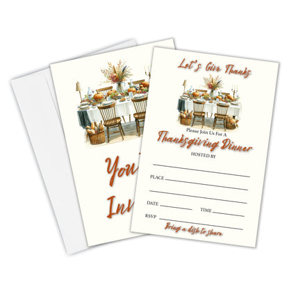 Yhtmbf 20 Thanksgiving Party Invitations with Envelopes 4x6 Let's Give Thanks