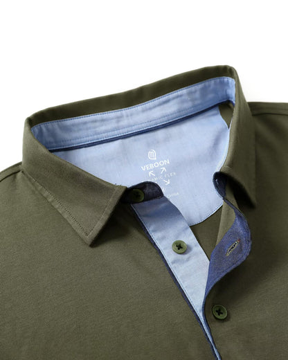 VEBOON Men's Short Sleeve Cotton Blend Polo Shirt Army Green Size XX-Large