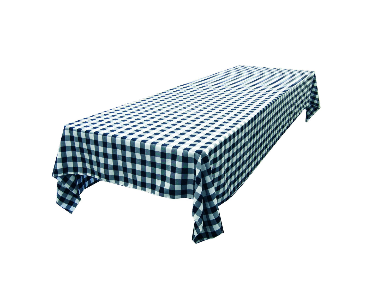 LA Linen Polyester Gingham Checkered Tablecloth 60x84 White Navy