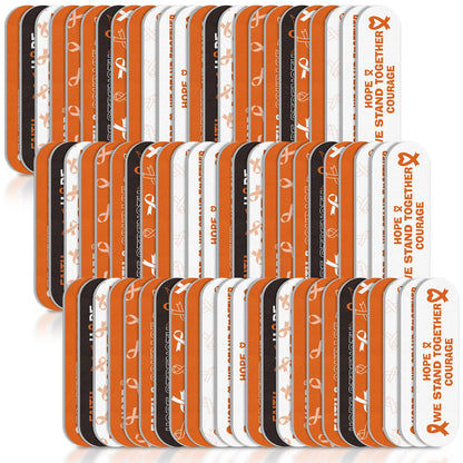 Lasnten 204 Pcs Orange Ribbon Nail Files Bulk Emery Boards Leukemia Awareness