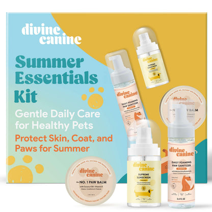 Divine Canine Summer Essentials Dog Care Kit Sunscreen Paw Balm
