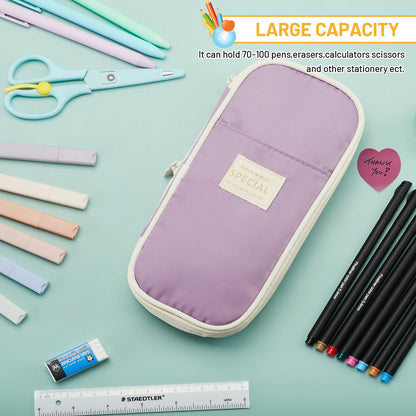 Sonuimy Large Capacity Pencil Case Pouch Zipper Organizer Green