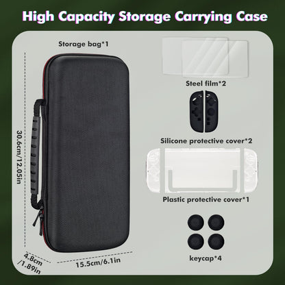 OSYROY Switch 2 Carrying Case 10 Game Slots Screen Protectors Hard Shell Black