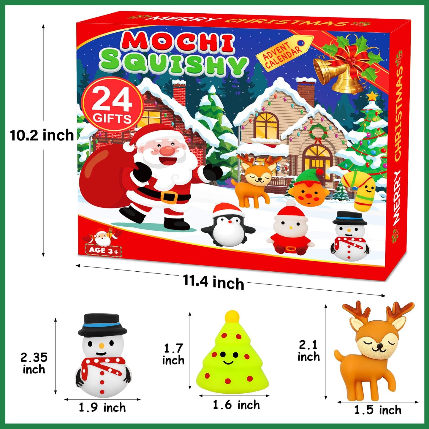 Govetom 2025 Christmas Advent Calendar 24 Days Multi-color Mochi Squishy Toys