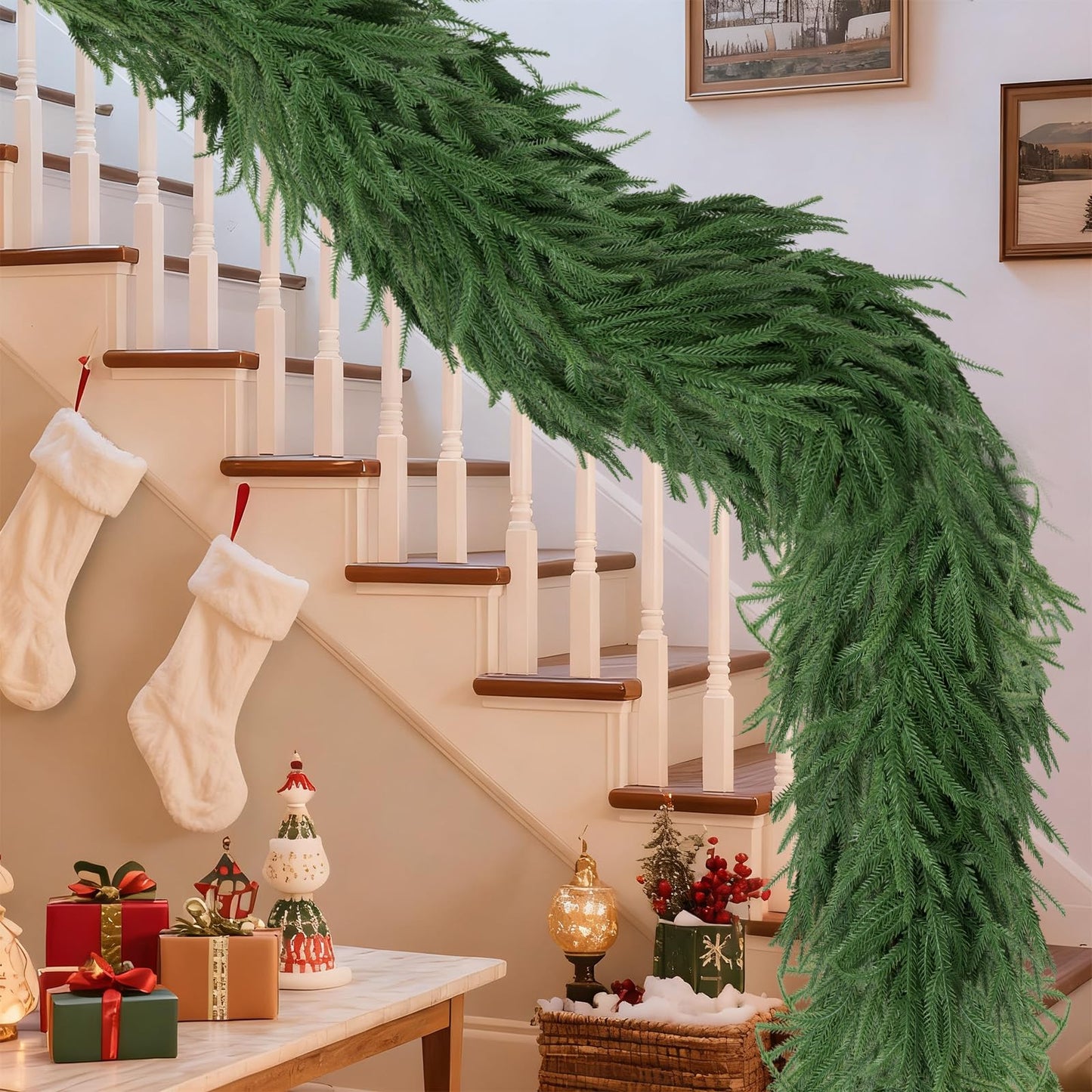 Gixie Home Artificial Norfolk Pine Garland 5Ft Green 2Pcs