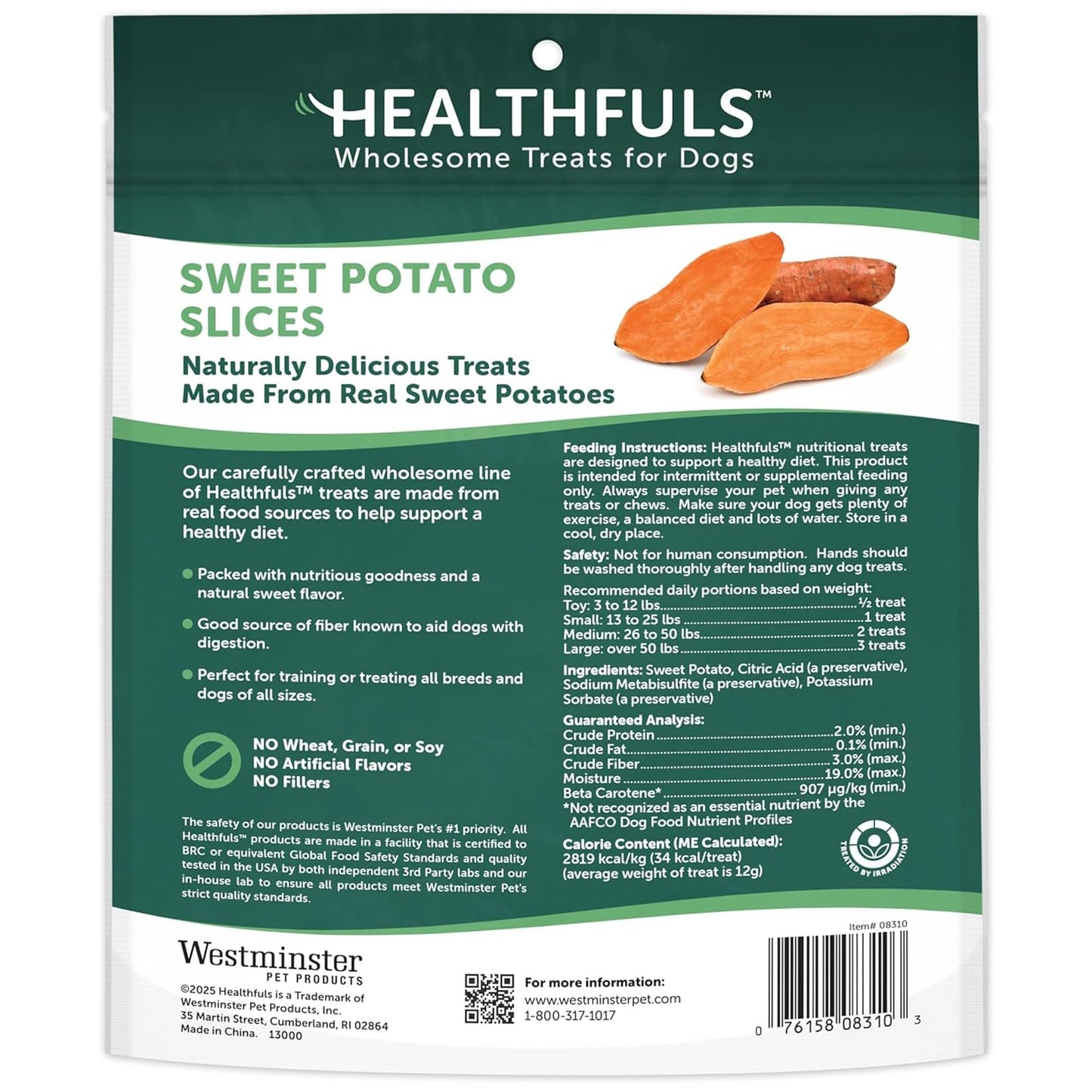 Healthfuls Sweet Potato Slices Dog Treats Grain Free Limited Ingredient 16 oz