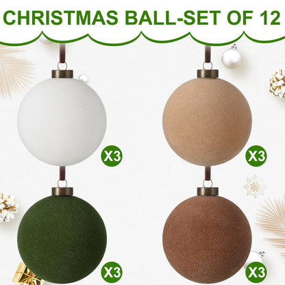 Sotiff Christmas Tree Decorations Velvet Balls 2.4 Inch 12 Pcs Multicolor