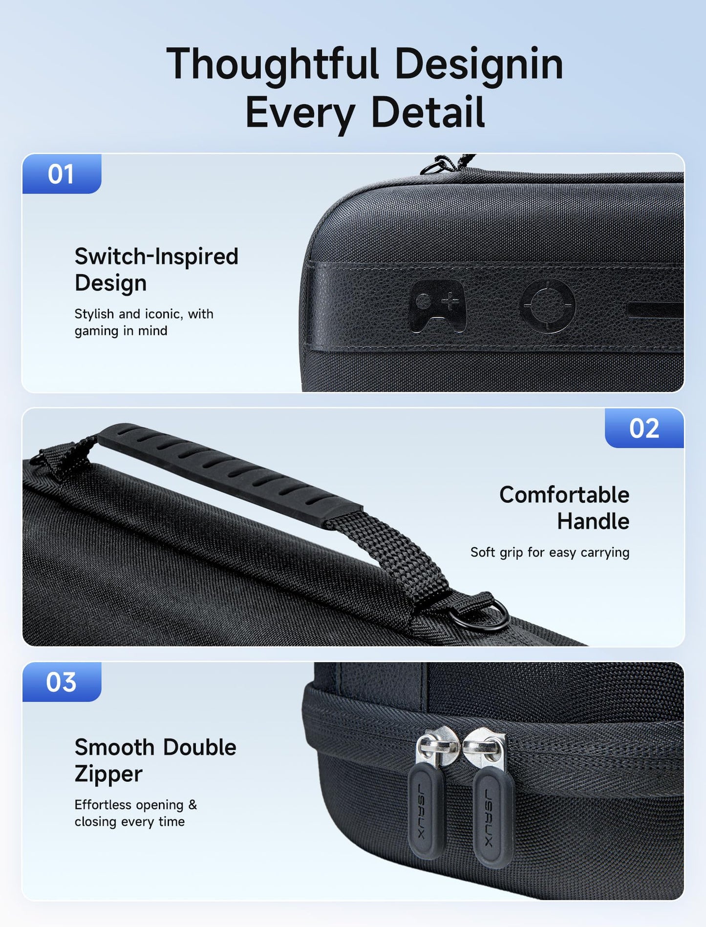 JSAUX Large Capacity Hard Shell Carrying Case Nintendo Switch 2, 20 Slots Black