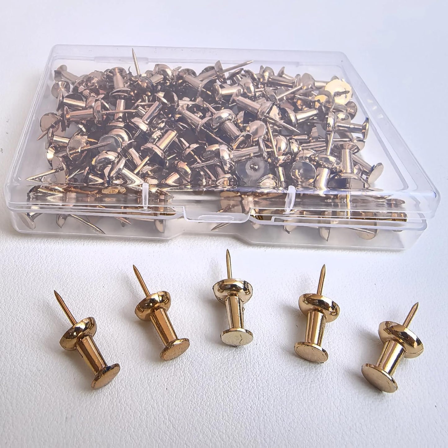 Bomeirc Rose Gold Push Pins 100pcs Double Headed Decorative Tacks with Box