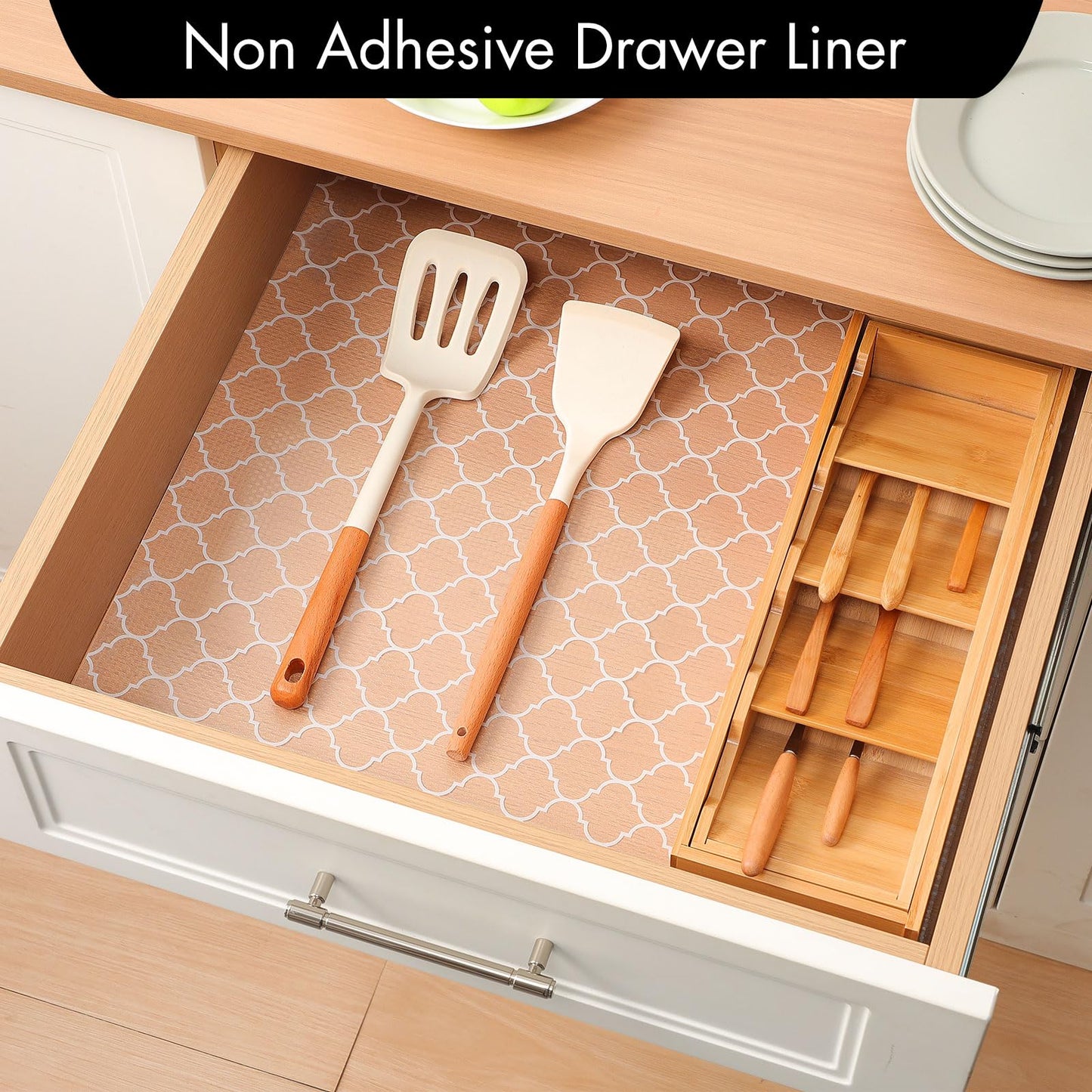 Cooyes Non Adhesive Kitchen Cabinet Shelf Liners Gray Ash Waterproof EVA