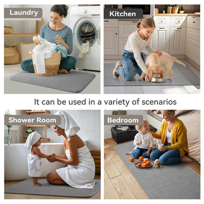 YDKGL Kitchen Rug Mat Non Slip Washable Gray Braided 17x47