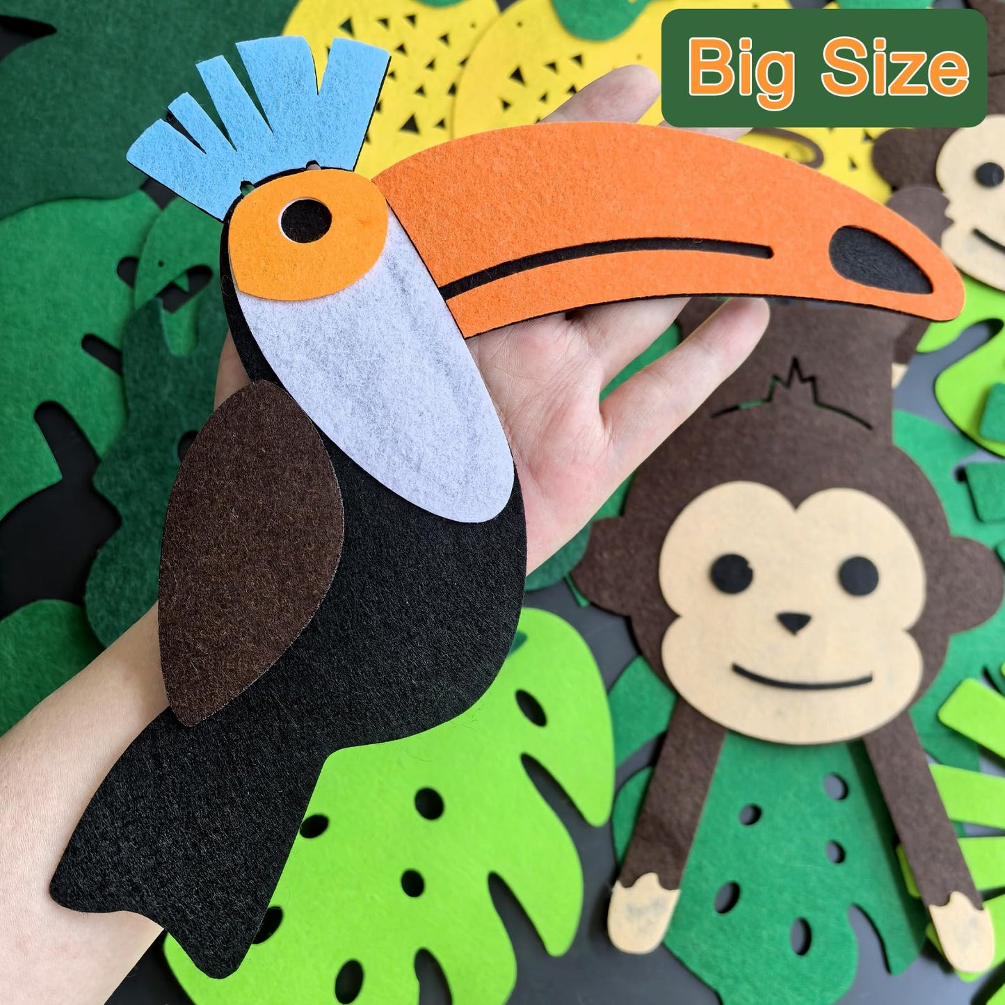 Leyhooney Christmas Jungle Felt Decor Set Tropical Toucan Monkey Palm Leaf