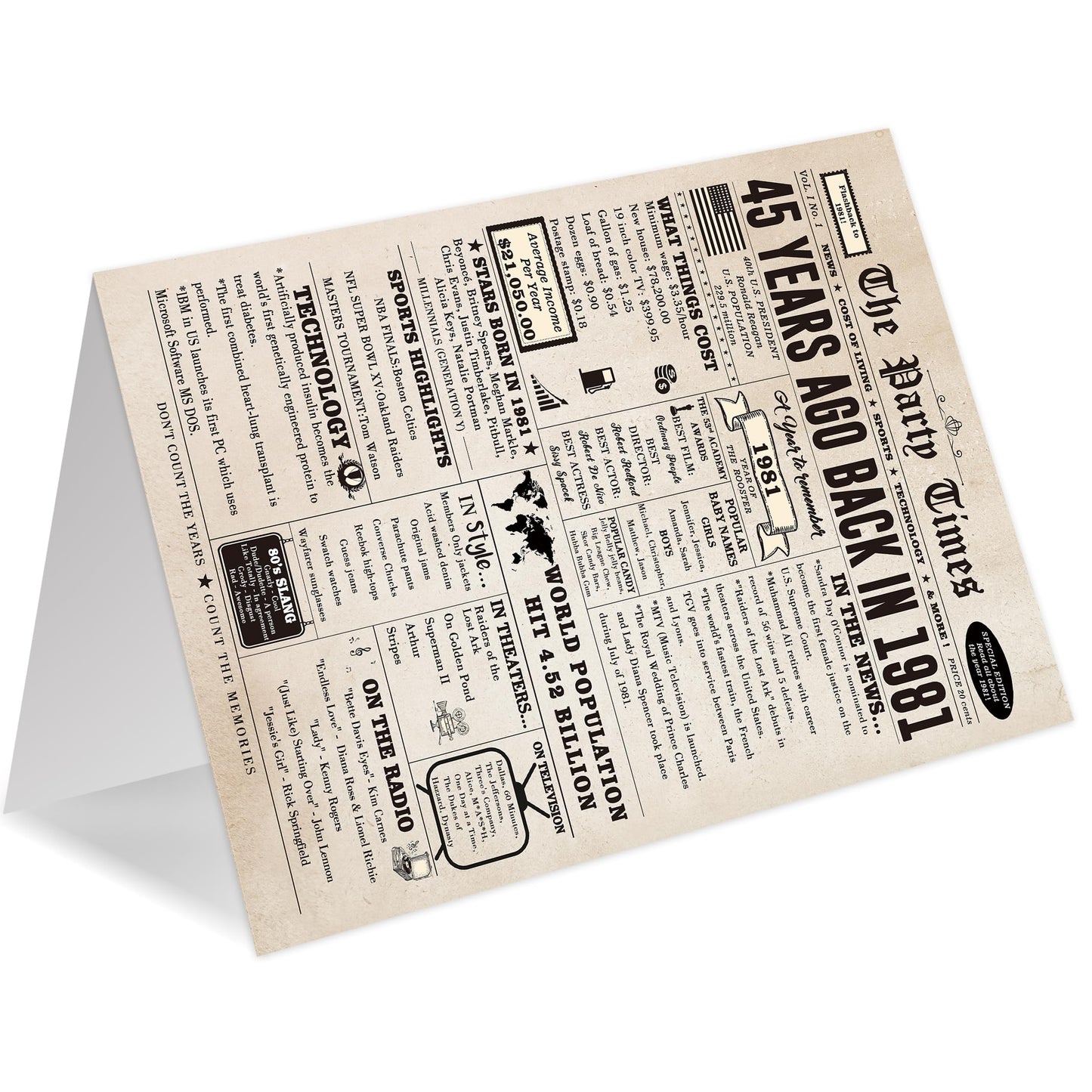 Ziwenhu Jumbo 45th Birthday Card Gift for Women Men Color zw-349
