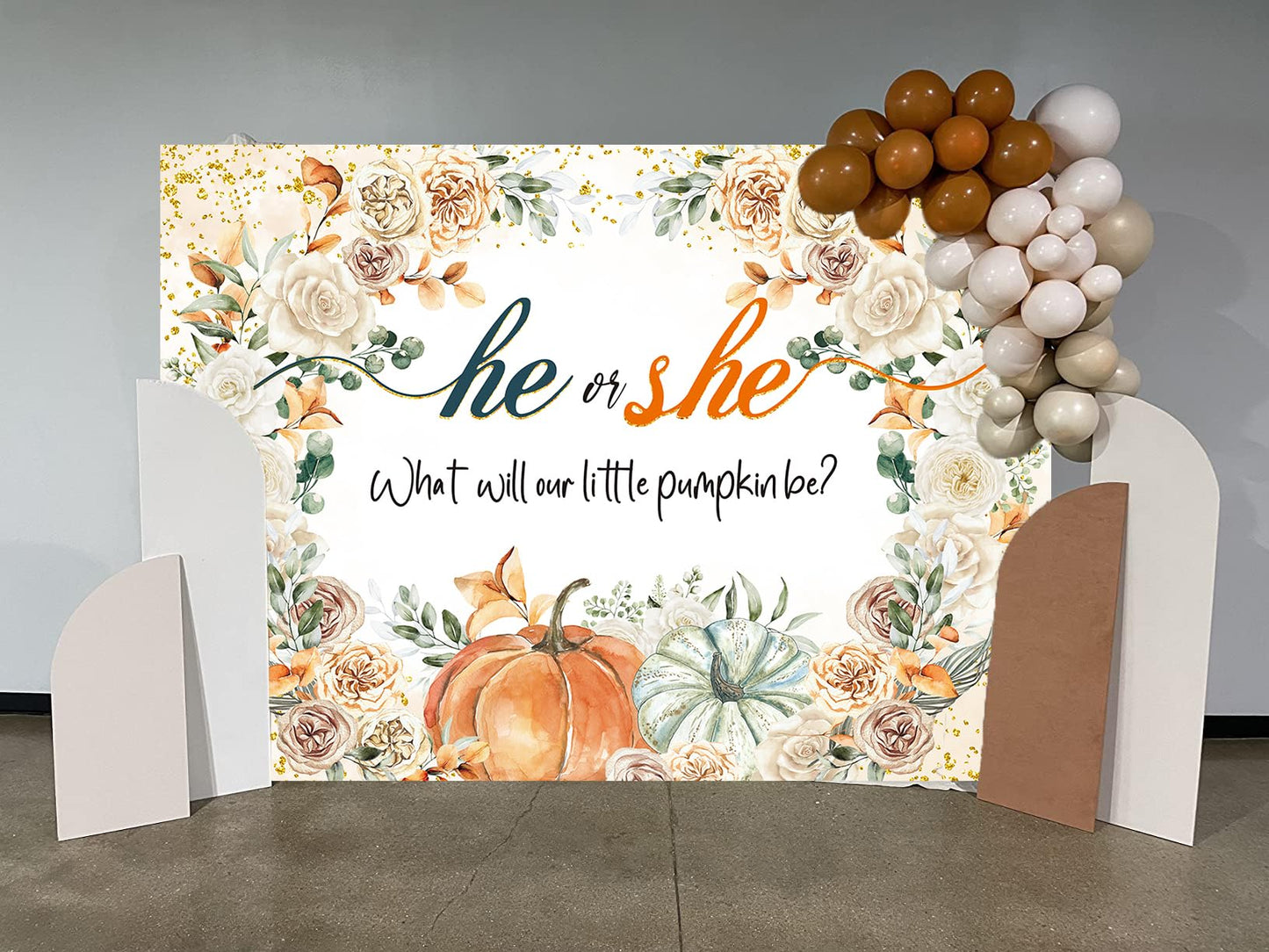 CUMIA Autumn Pumpkin Gender Reveal Backdrop 7x5FT Orange Fall Photo Prop