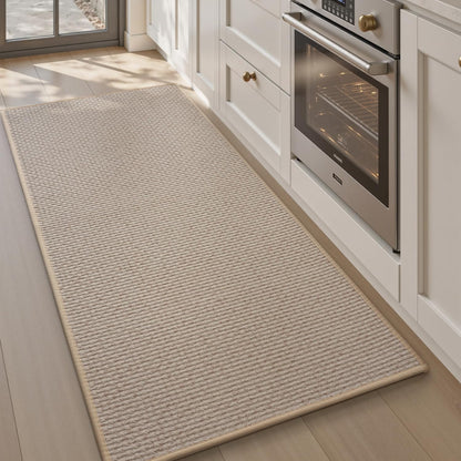 AMOAMI Kitchen Runner Rug 20x70 Non Slip Washable Absorbent Light Tan