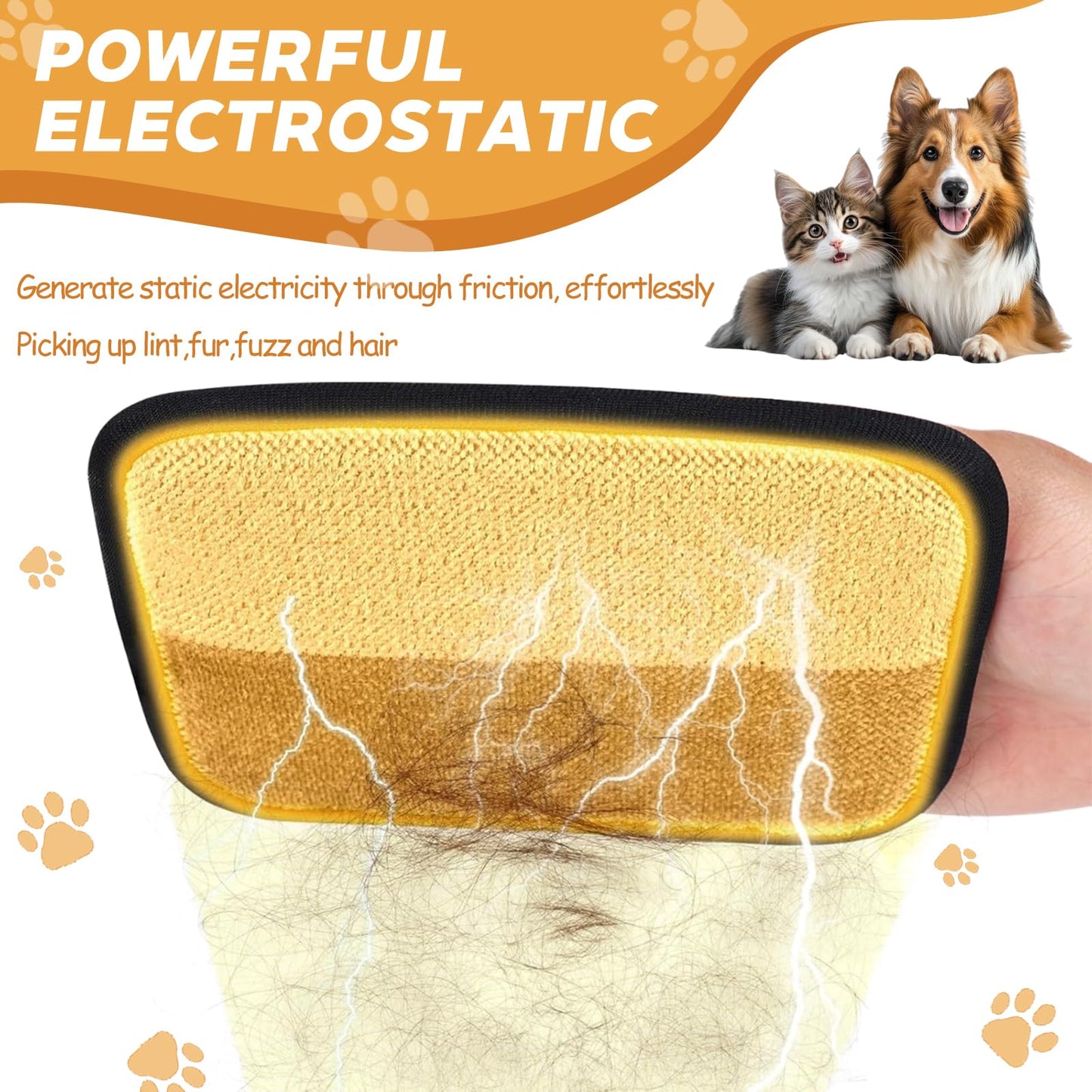 Kinhzrude Pet Hair Remover Gloves, Electrostatic, Reusable, 2 Pack