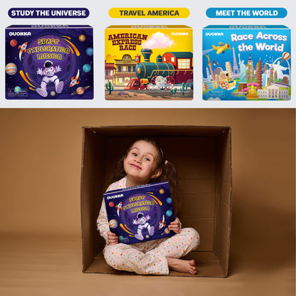 QUOKKA 3X Learning Board Games Set Educational Trivia Cards Kids Ages 6-8